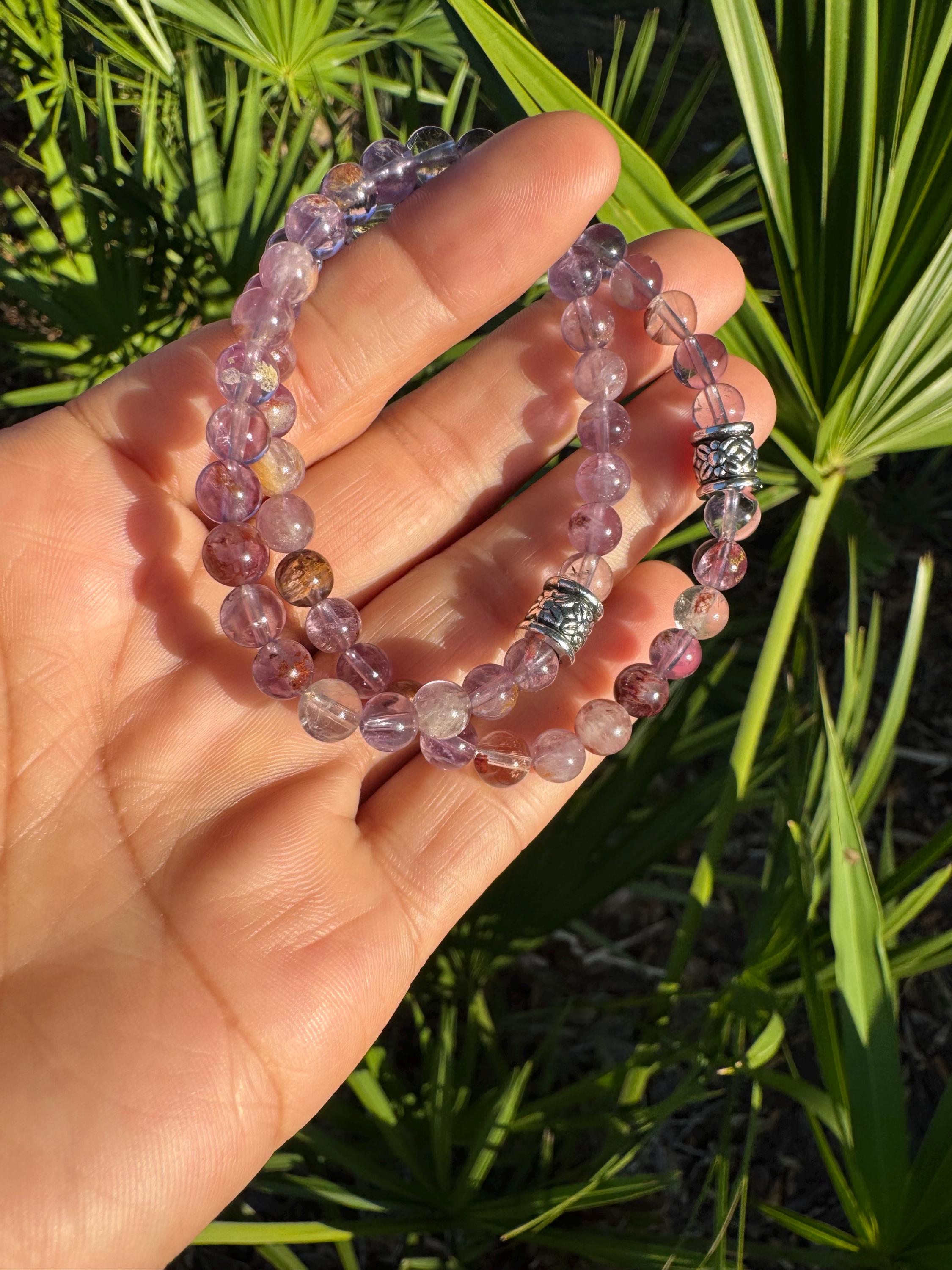 Super 7 bracelet, small, 6mm beads, handmade