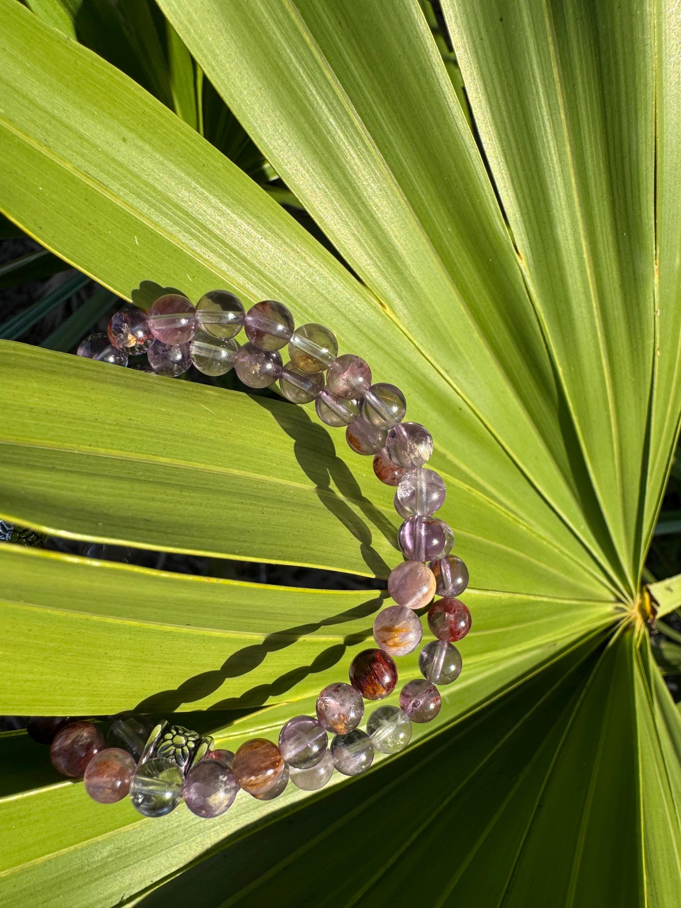 Super 7 bracelet, small, 6mm beads, handmade