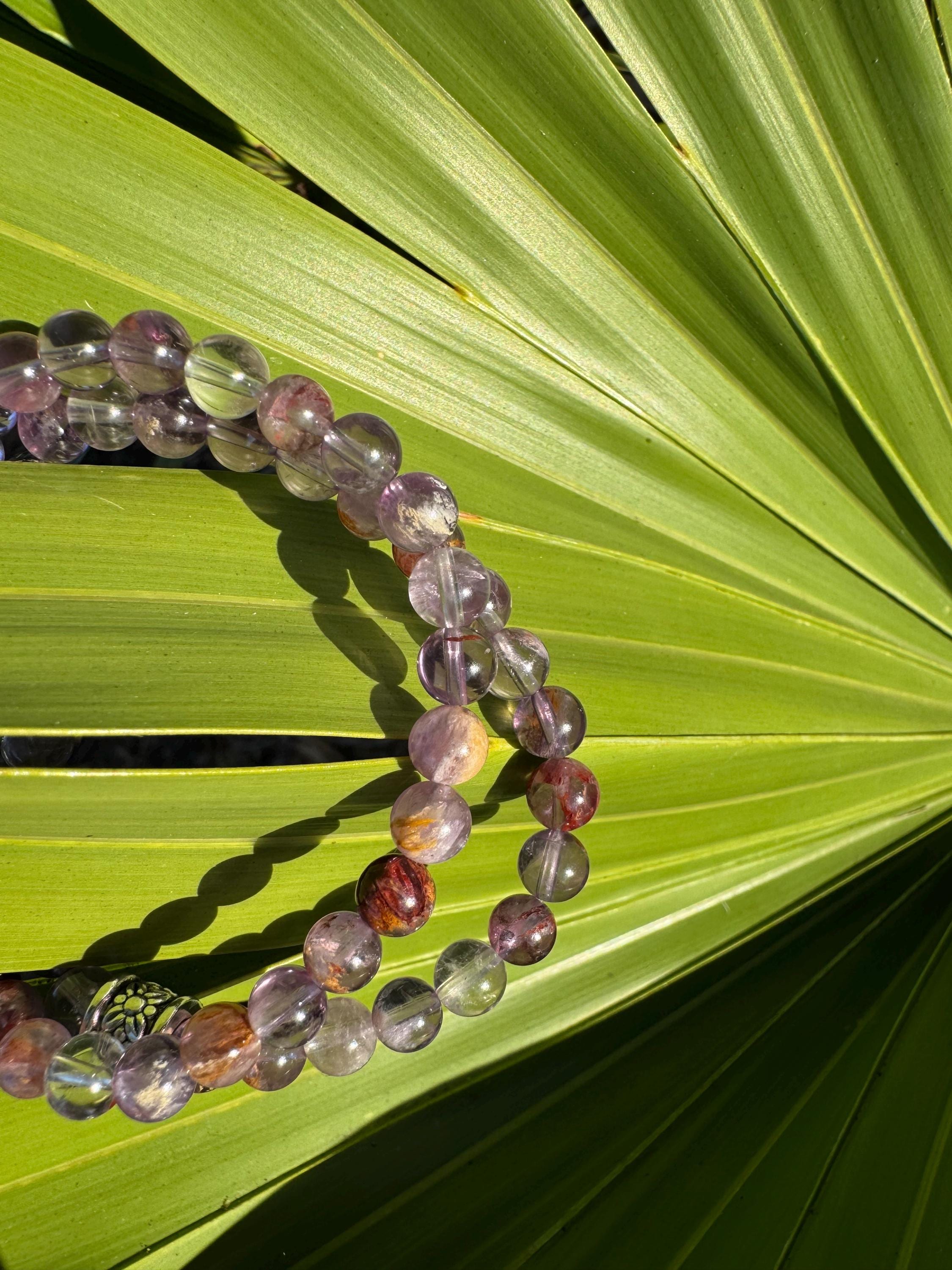 Super 7 bracelet, medium, 6mm beads, handmade