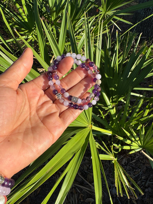 Amethyst, Super 7 and Lavender quartz bracelet. Small (6mm beads)