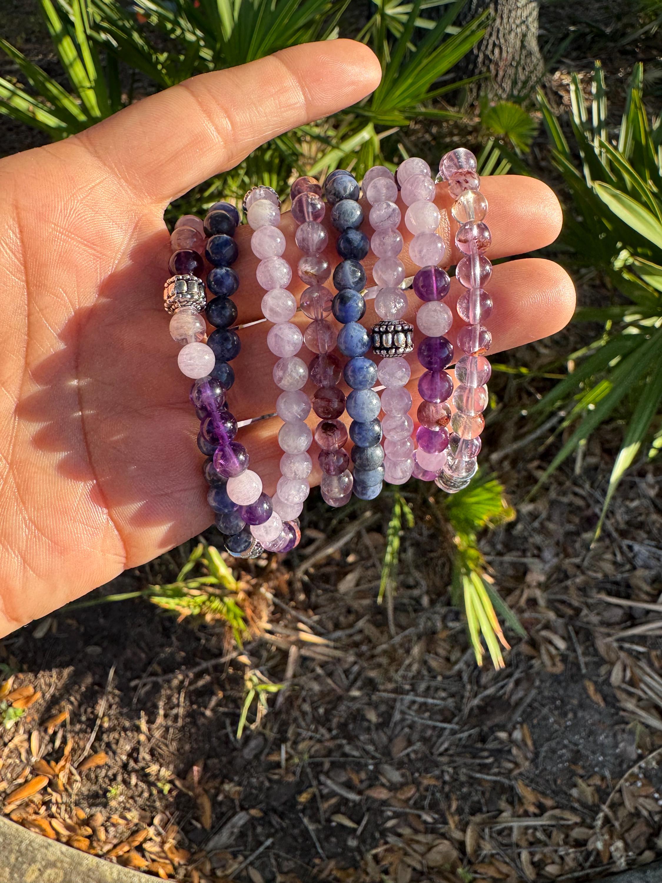 Super 7 bracelet, small, 6mm beads, handmade