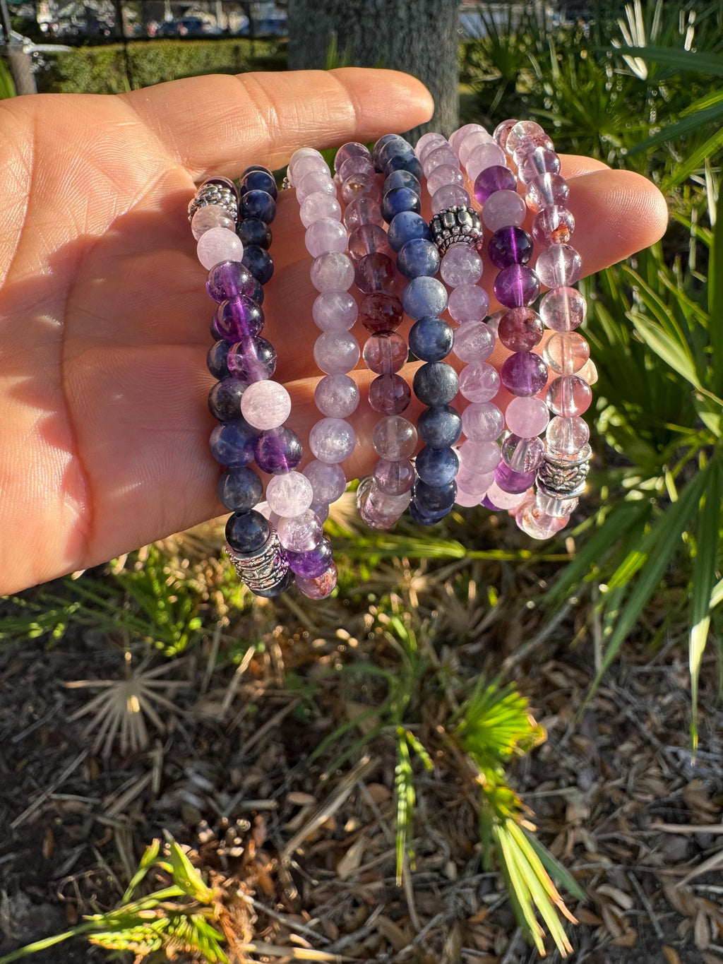Amethyst, Super 7 and Lavender quartz bracelet. Medium (6mm beads)