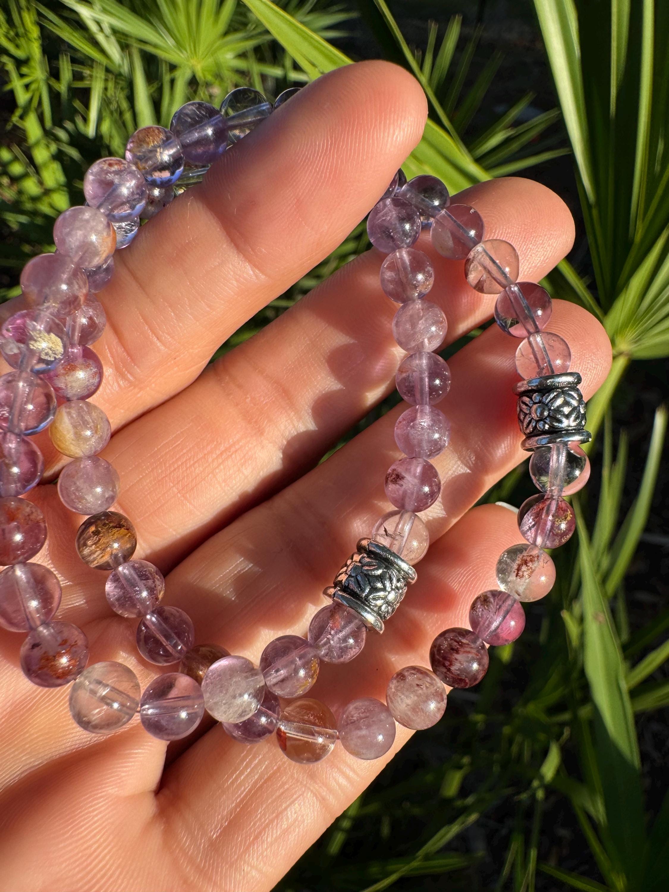 Super 7 bracelet, small, 6mm beads, handmade